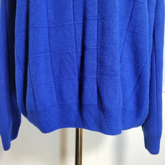 Dressbarn 22/24 Deep Blue Medium Weight Longsleeve Checked Turtleneck Sweater - Picture 6 of 9